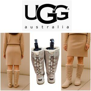 UGG AUSTRALLIA S/N 5734 WOMENS ROSEBERRY LACE UP BOOTS SHEEPSKIN FUR LINED Sz 7